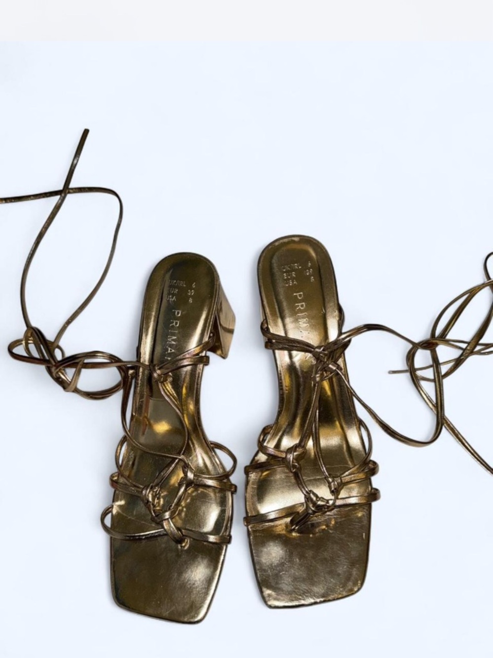 Primark Bronze Metallic Strappy Block Heel Sandals